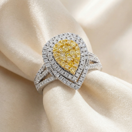 1.2ct Lab Grown Yellow Diamond Fashion Ring | 10K White Gold | Draco