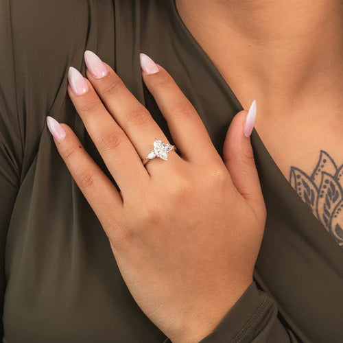2.1ct Lab Diamond Ring | Marquise Dawn | IGI Certified | 10K White