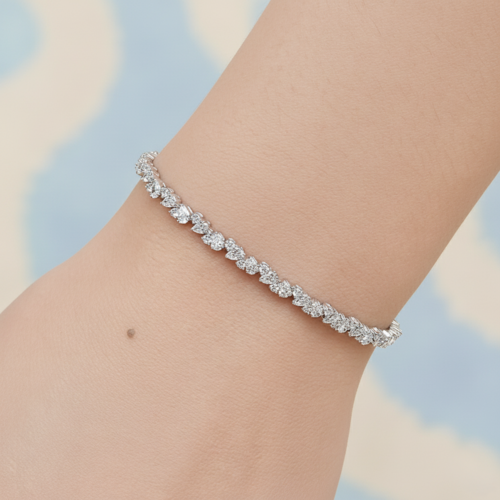 5ct Lab Diamond Tennis Bracelet | Round & Pear Cut | IGI Certified VS