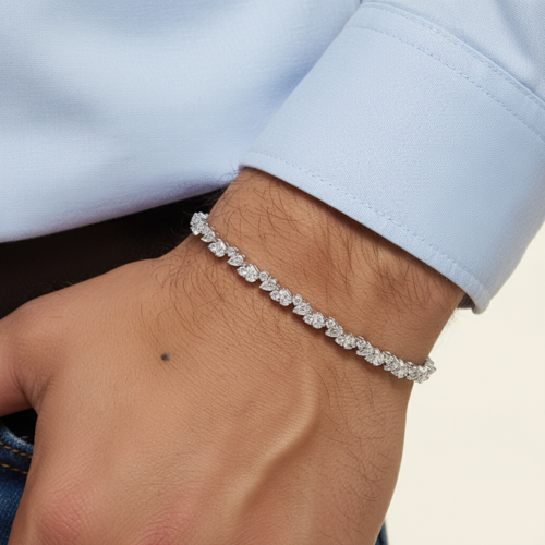 5ct Lab Diamond Tennis Bracelet | Round & Pear Cut | IGI Certified VS