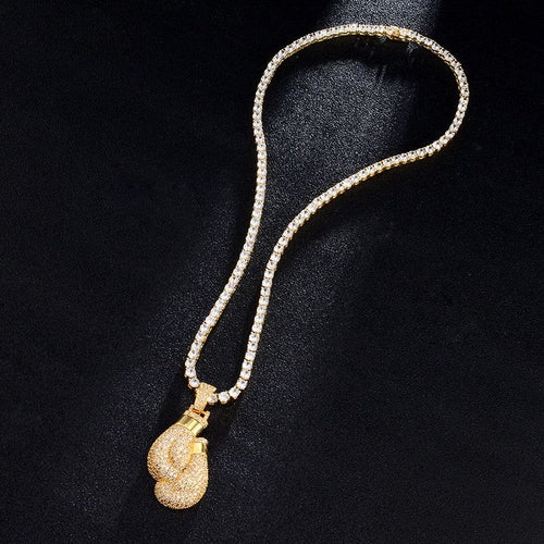 7ct Lab Diamond Boxing Gloves Pendant & Chain | IGI Certified VS | 10K