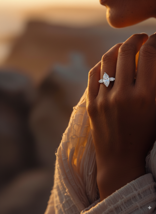 2.1ct Lab Diamond Ring | Marquise Dawn | IGI Certified | 10K White