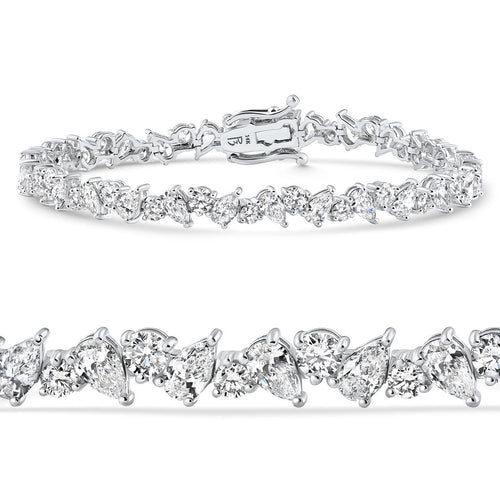 5ct Lab Diamond Tennis Bracelet | Round & Pear Cut | IGI Certified VS