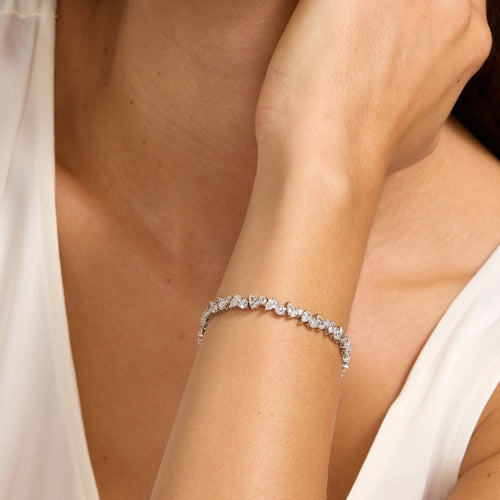 5ct Lab Diamond Tennis Bracelet | Round & Pear Cut | IGI Certified VS